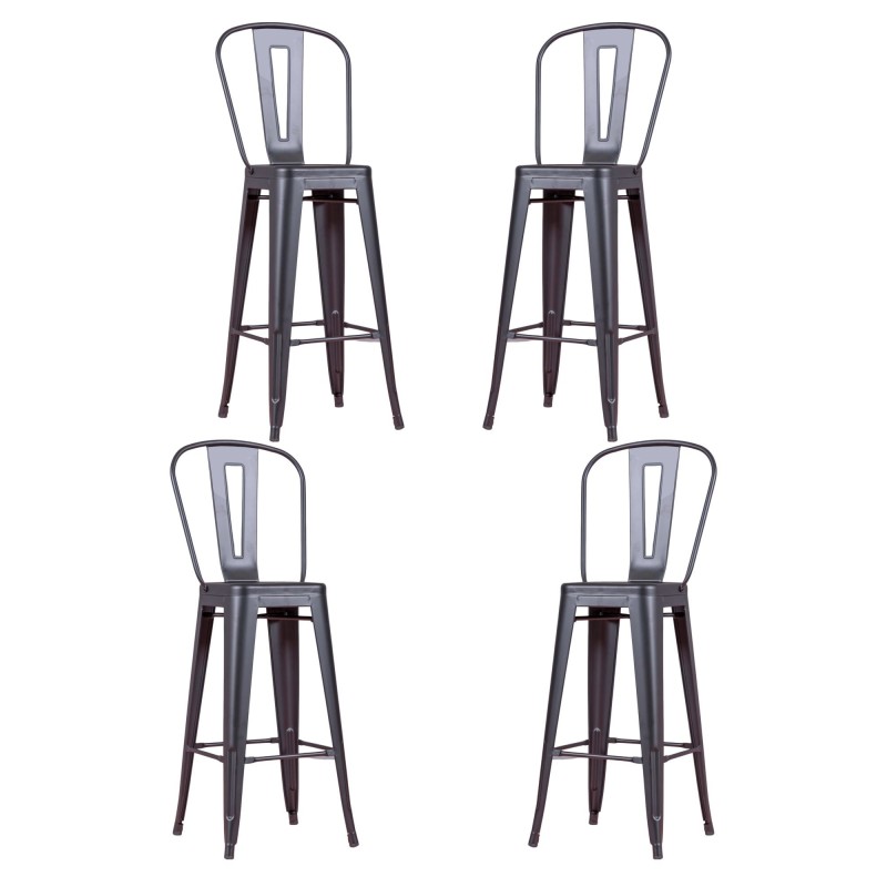 PACK 4 TABURETEN BISTRO MATT HIGHBACK