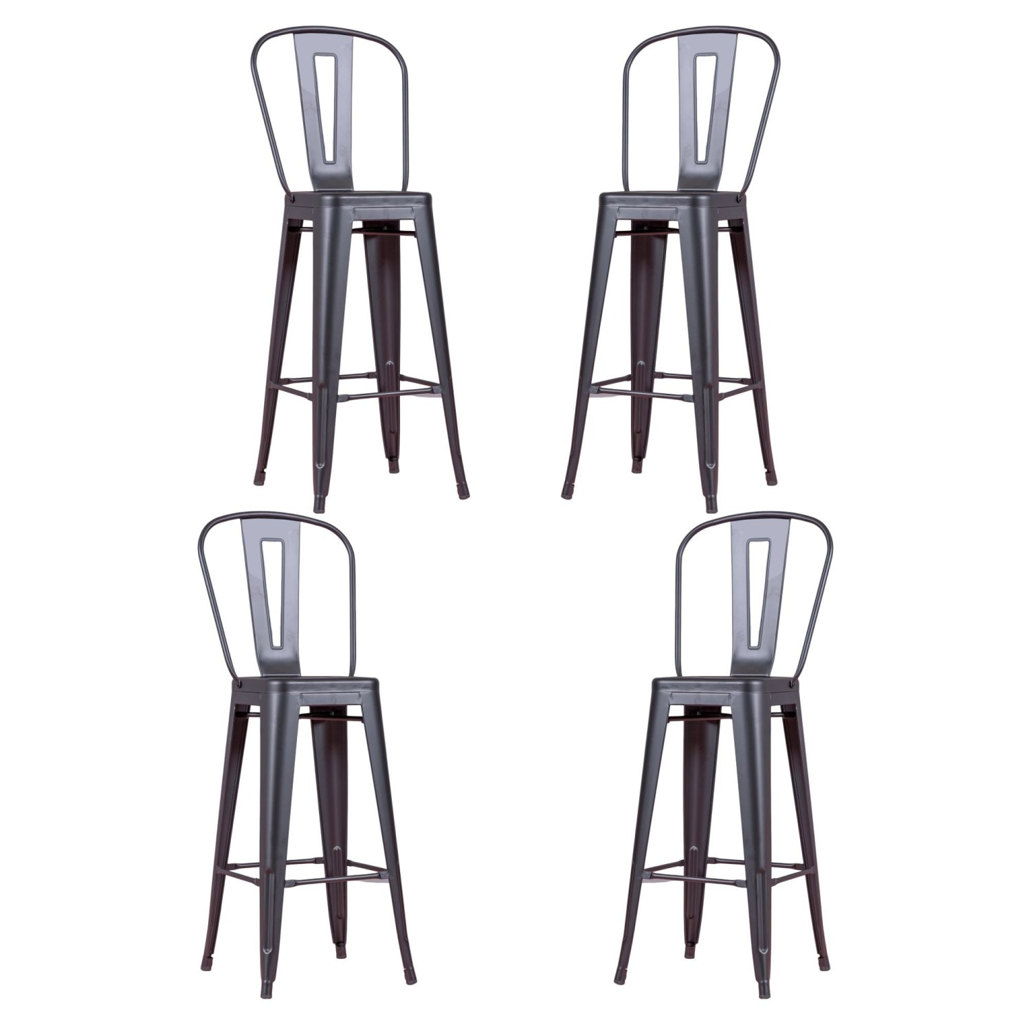 PACK 4 TABURETES BISTRO MATT HIGHBACK
