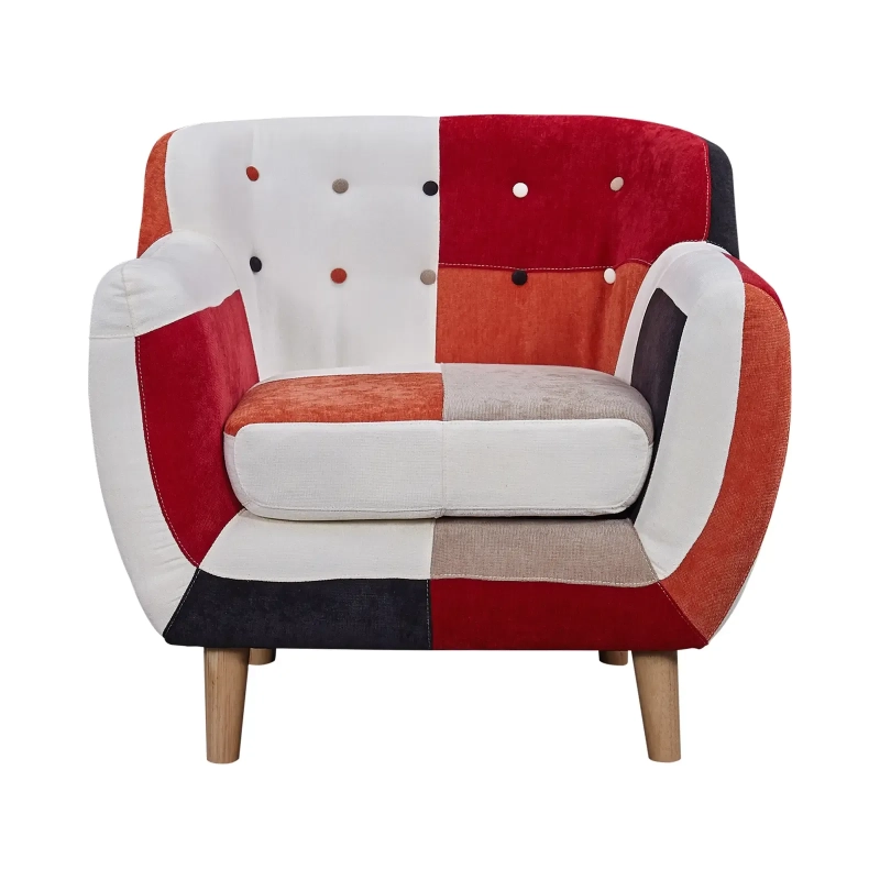 Nordisk soffa med klädsel i patchwork