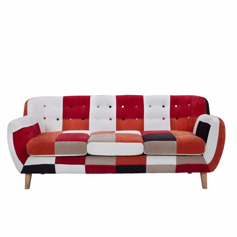 3-sits soffa med patchworkklädsel