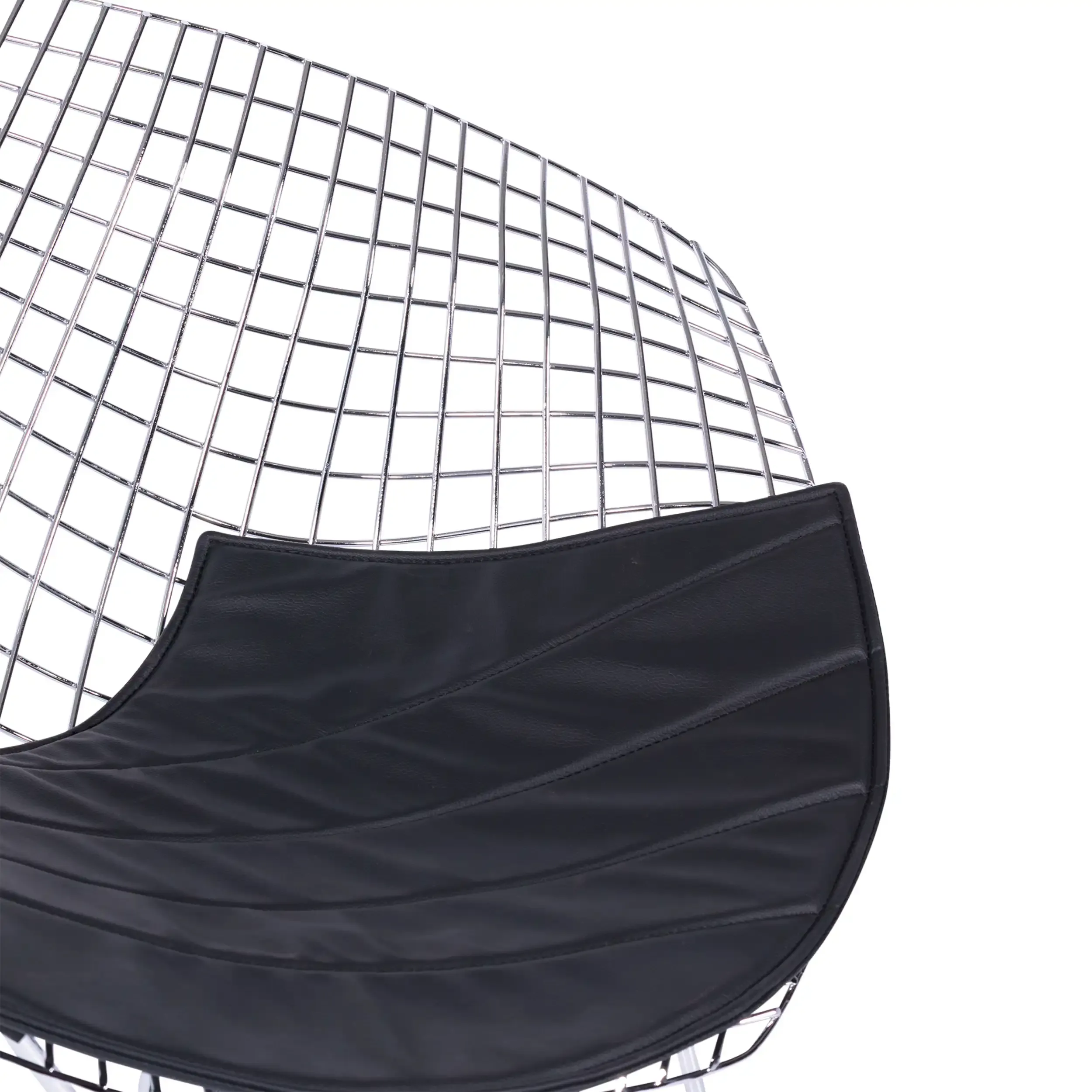 Replica della sedia Diamond in acciaio cromato e cuscino in similpelle - Collezione Bertoia