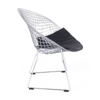 Replica della sedia Diamond in acciaio cromato e cuscino in similpelle - Collezione Bertoia