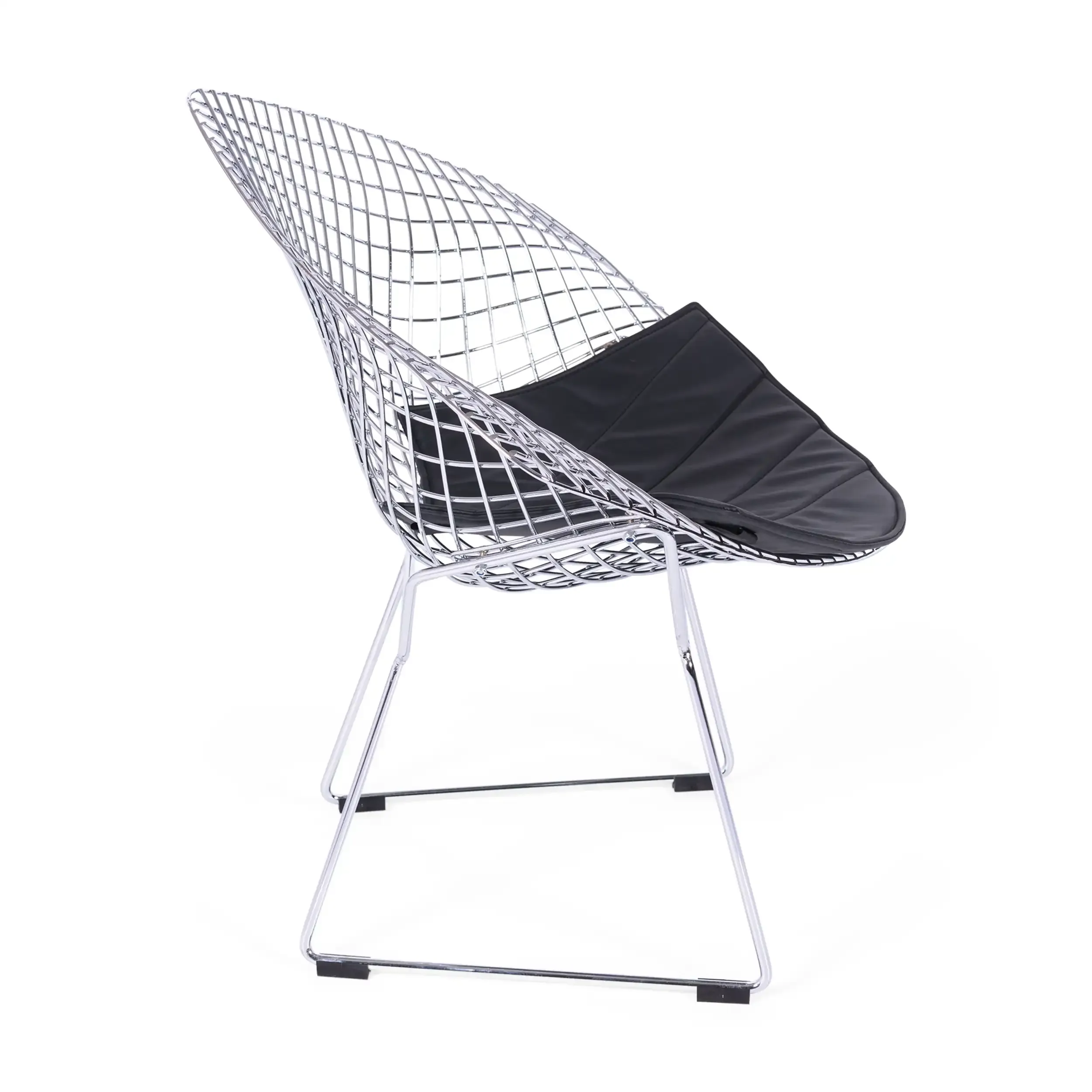 Replica della sedia Diamond in acciaio cromato e cuscino in similpelle - Collezione Bertoia