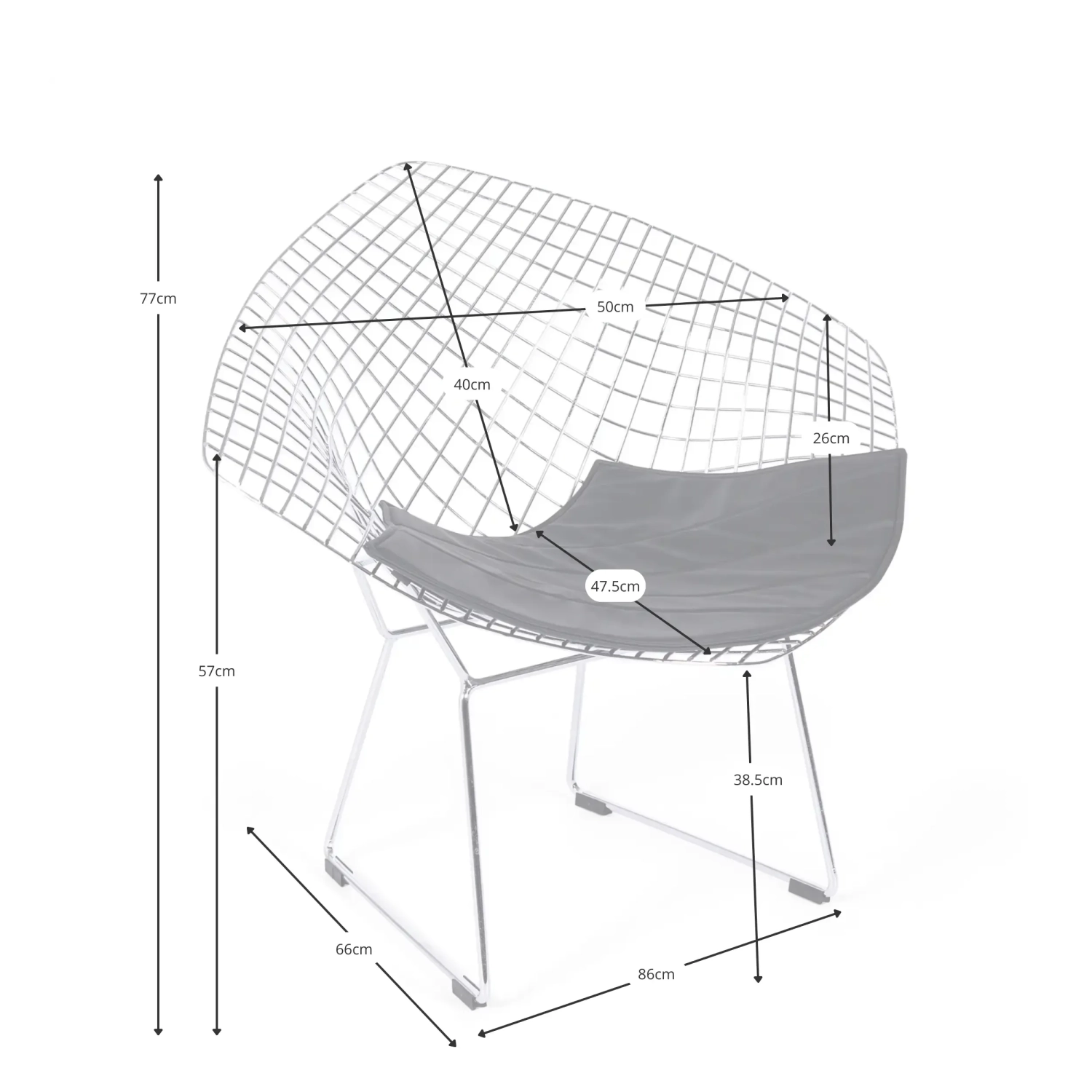 Sillón de diseño en acero cromado Diamond FURNMOD - 26