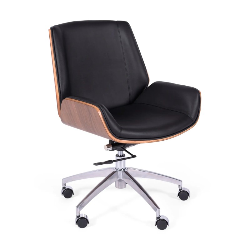 Italian leather and walnut office chair Nordic Nest Dream - 1