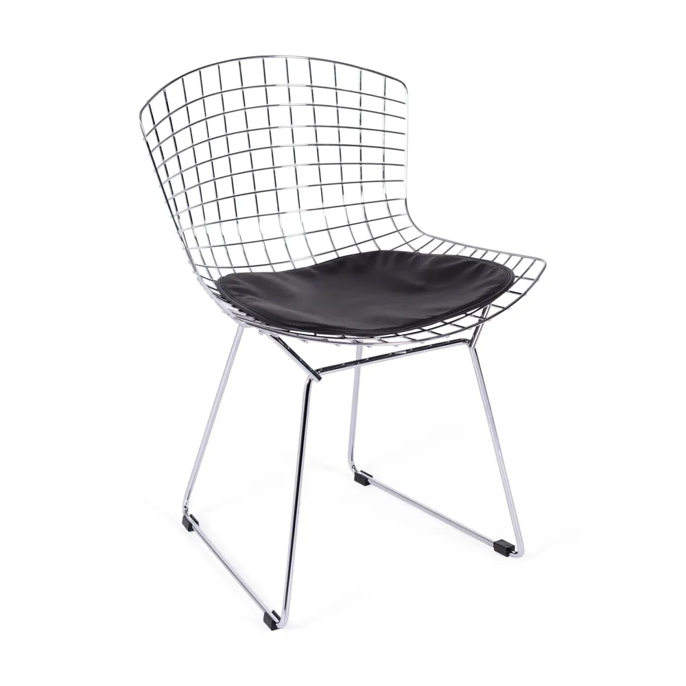 Replica della sedia Bertoia "High Quality" in acciaio cromato del famoso designer Hans J. Wegner