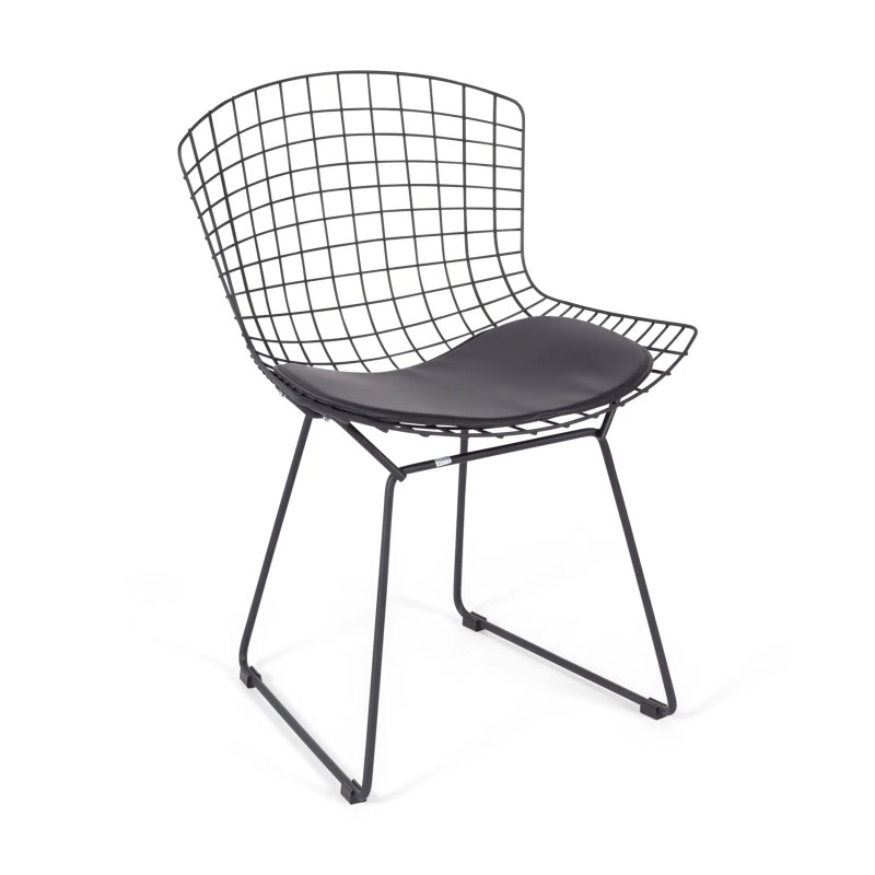 Replika kovové židle Bertoia z černé oceli v industriálním stylu od slavného designéra Hanse J. Wegnera