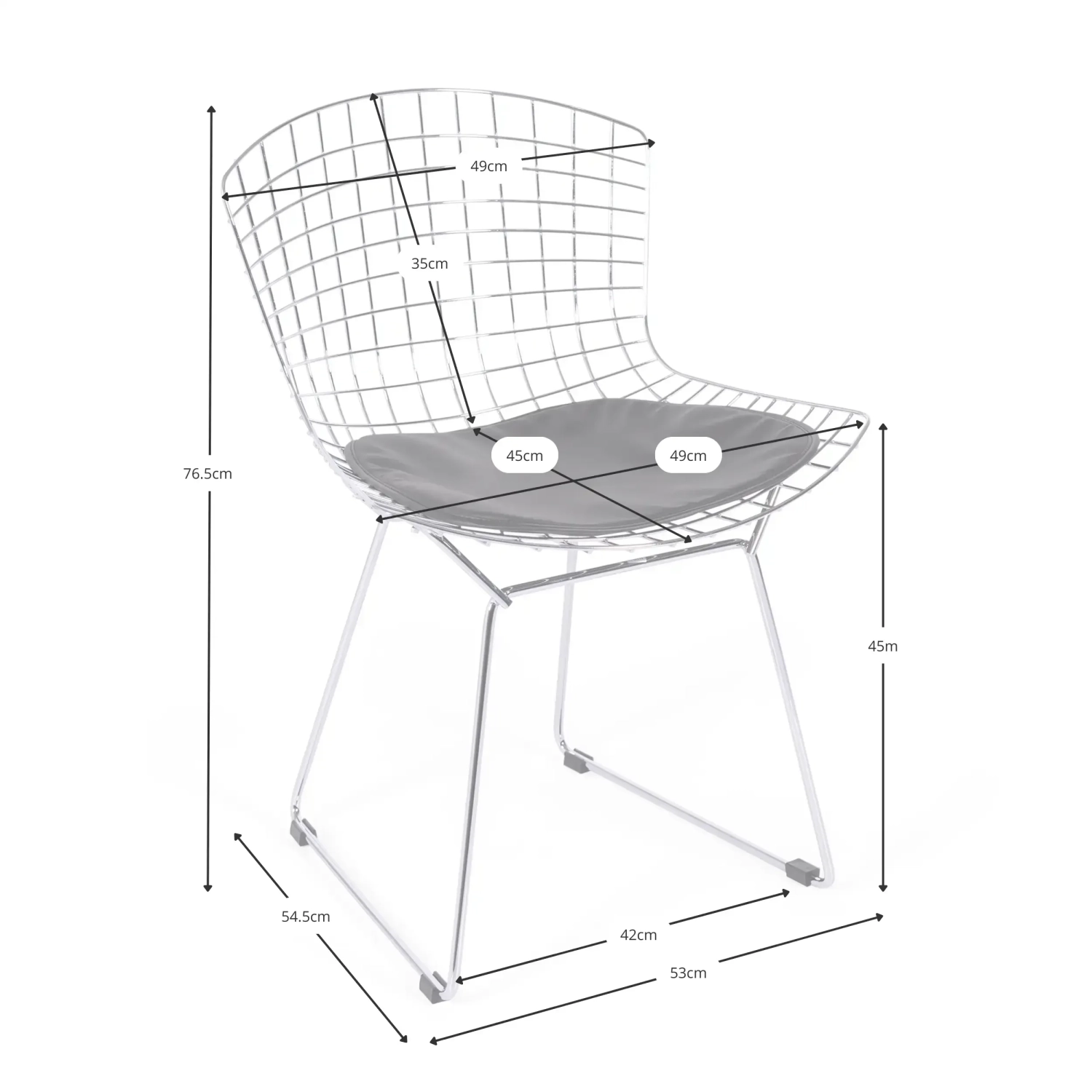 Bertoia Chair in Black Steel Replica - Metal Chairs - Mueble Design