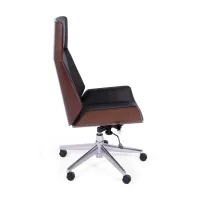 Silla de oficina Nordic Highback en nogal y polipiel - Mueble Deseign