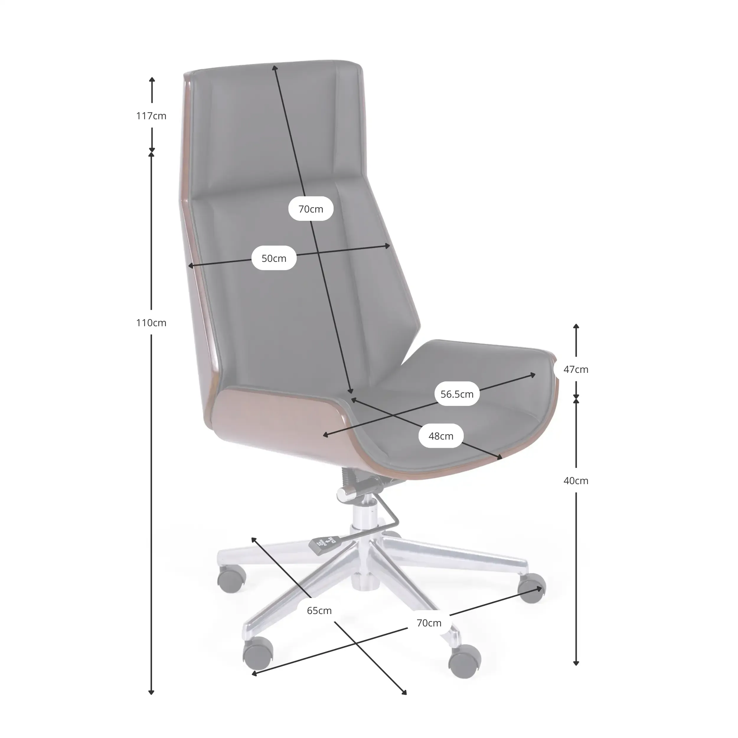 Sedia da ufficio Nordic Highback in noce - Sedie da ufficio - Mobilie Design