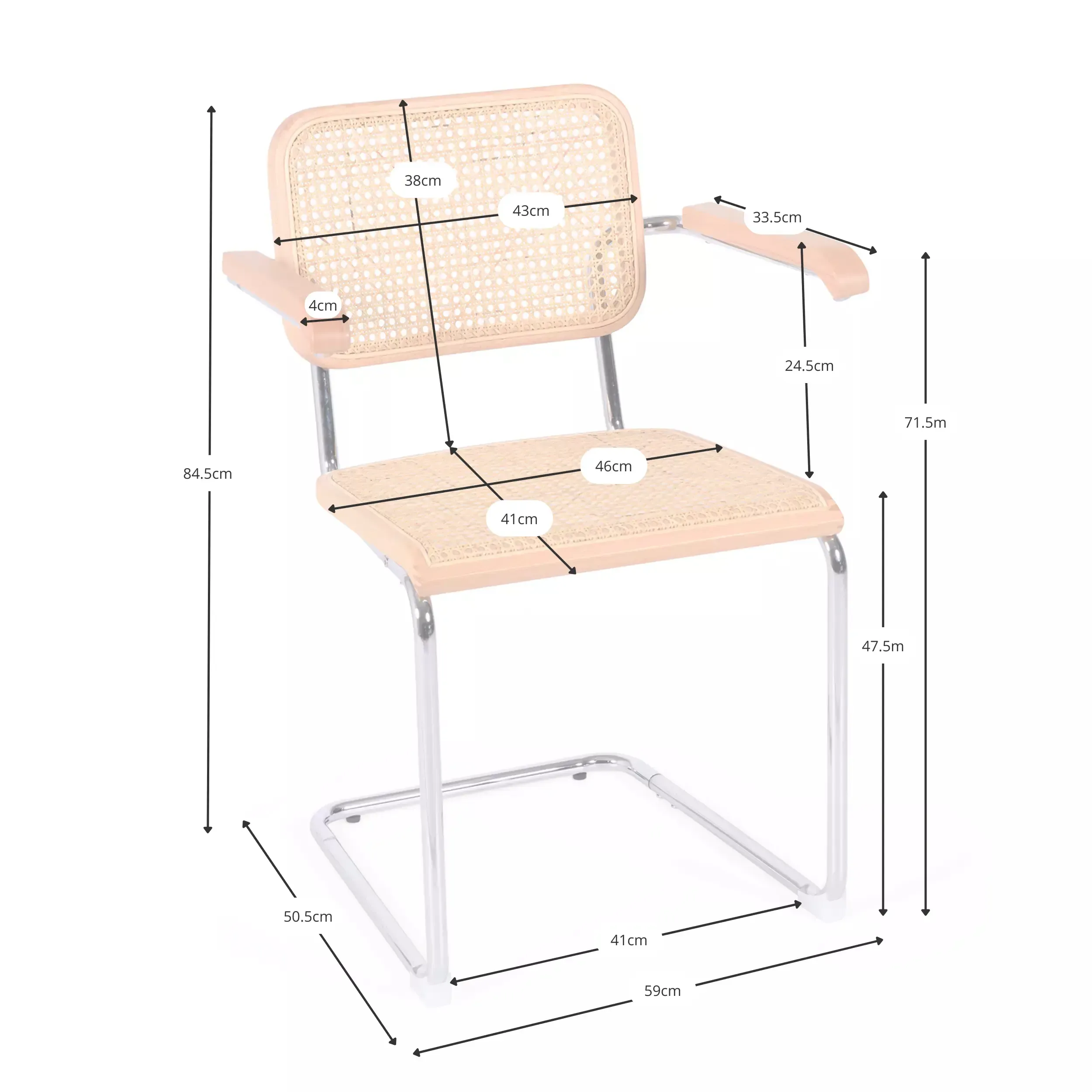Sedia Cesca con braccioli - Sedie in rattan - Mobilie Design