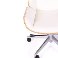 Sedia da ufficio Nordic Highback in acero ed ecopelle bianca - Mobilie Design