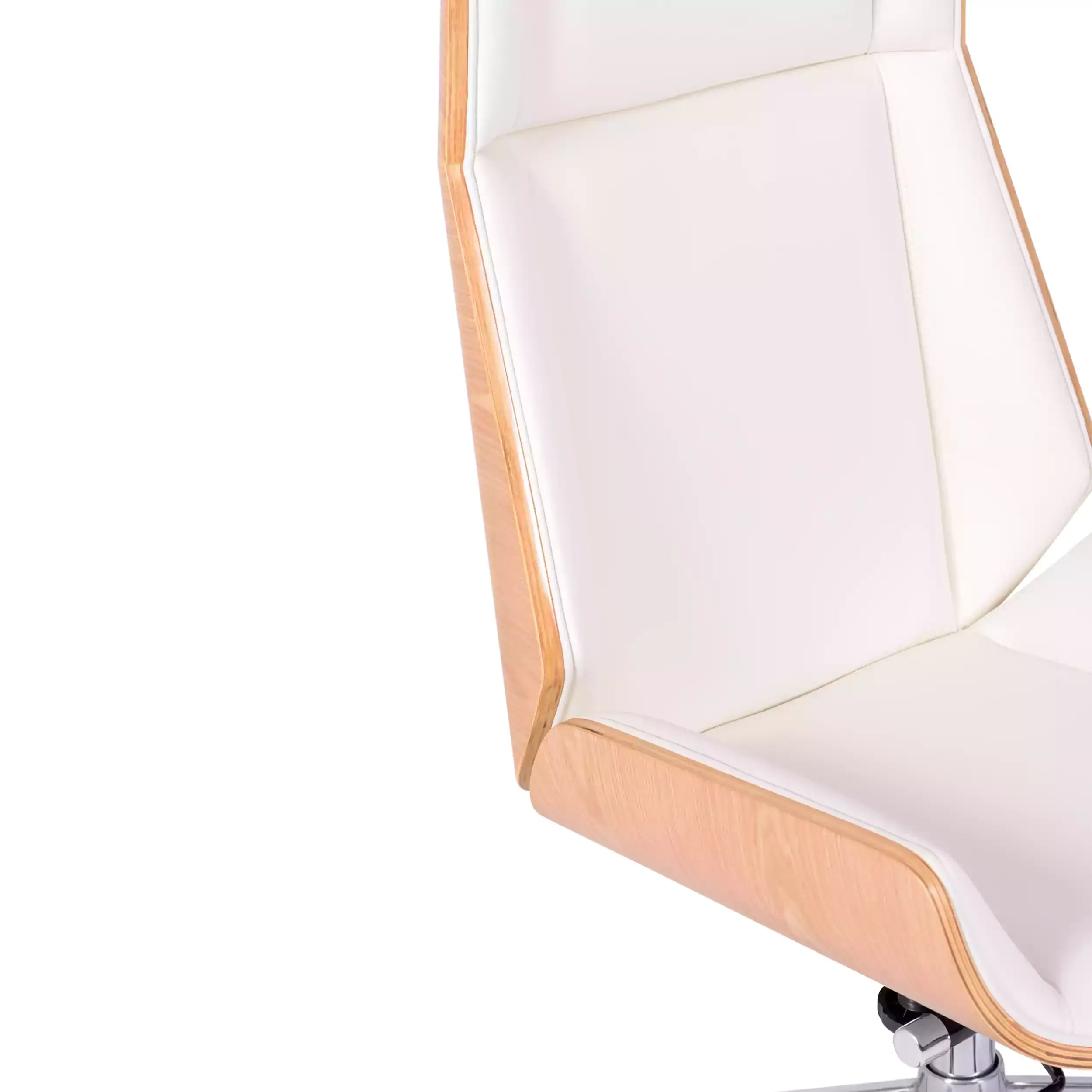 Sedia da ufficio Nordic Highback in acero ed ecopelle bianca - Mobilie Design