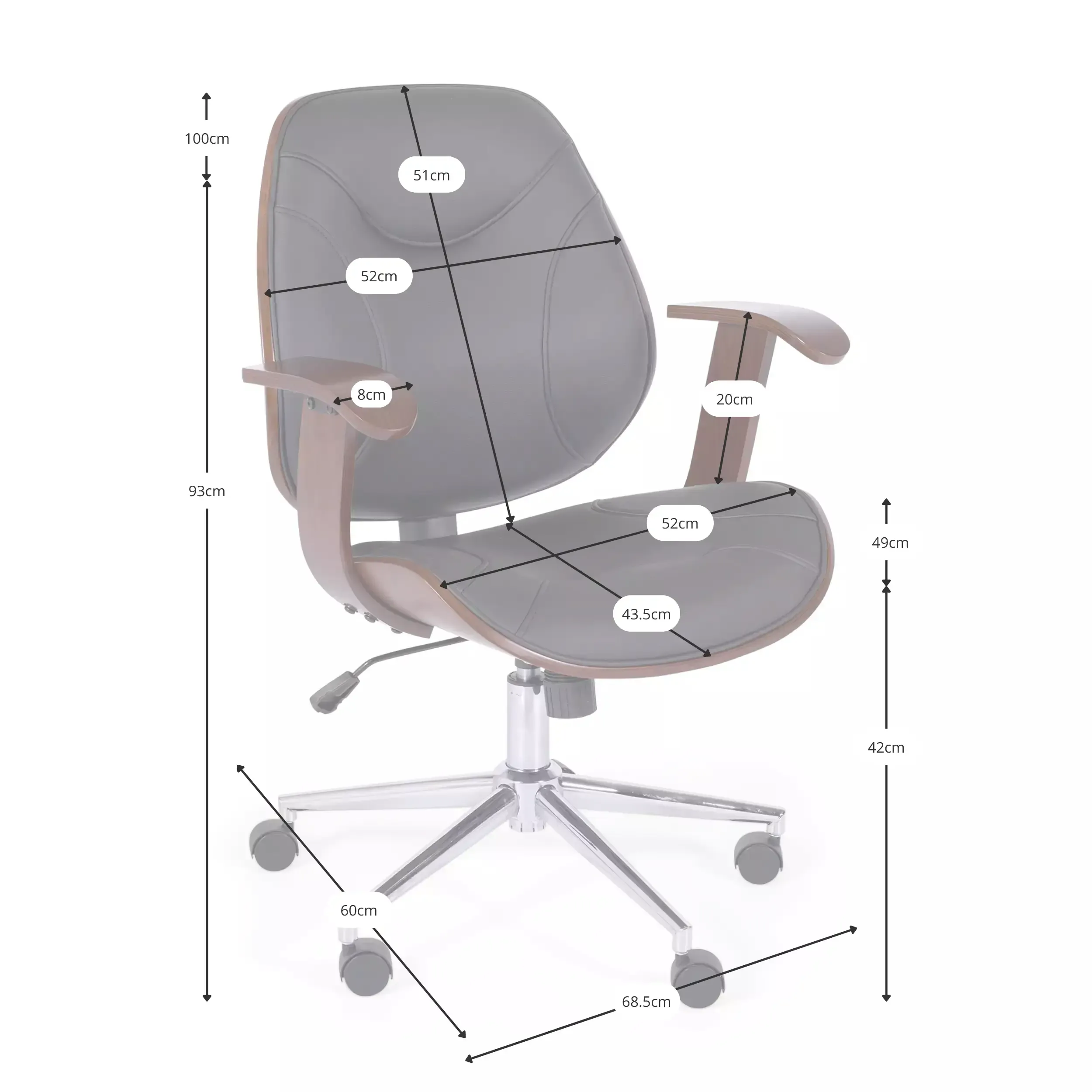 Sedia da ufficio Cambridge in legno chiaro - Mueble design