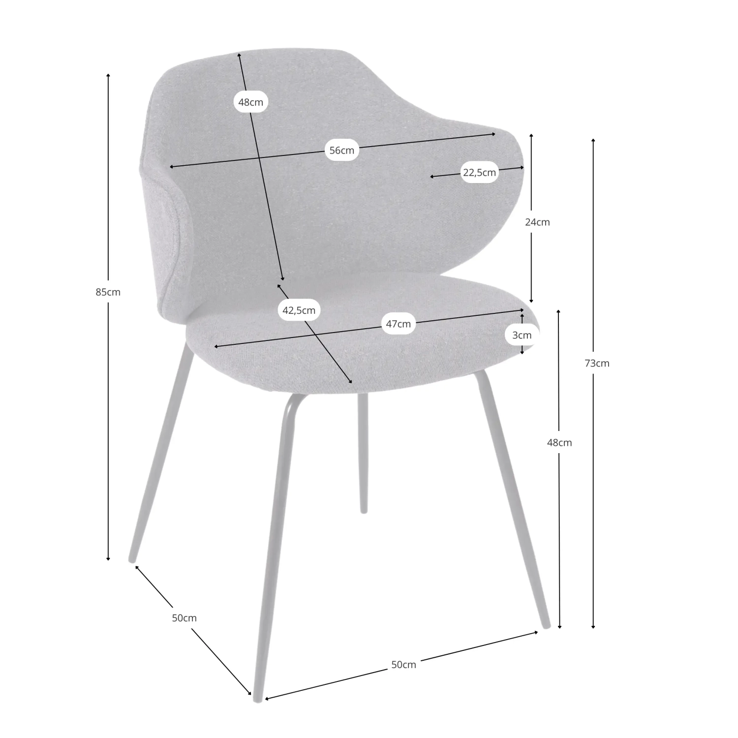 Pehmustettu ruokapöytätuoli Hope - Pehmustetut tuolit - Mueble Design