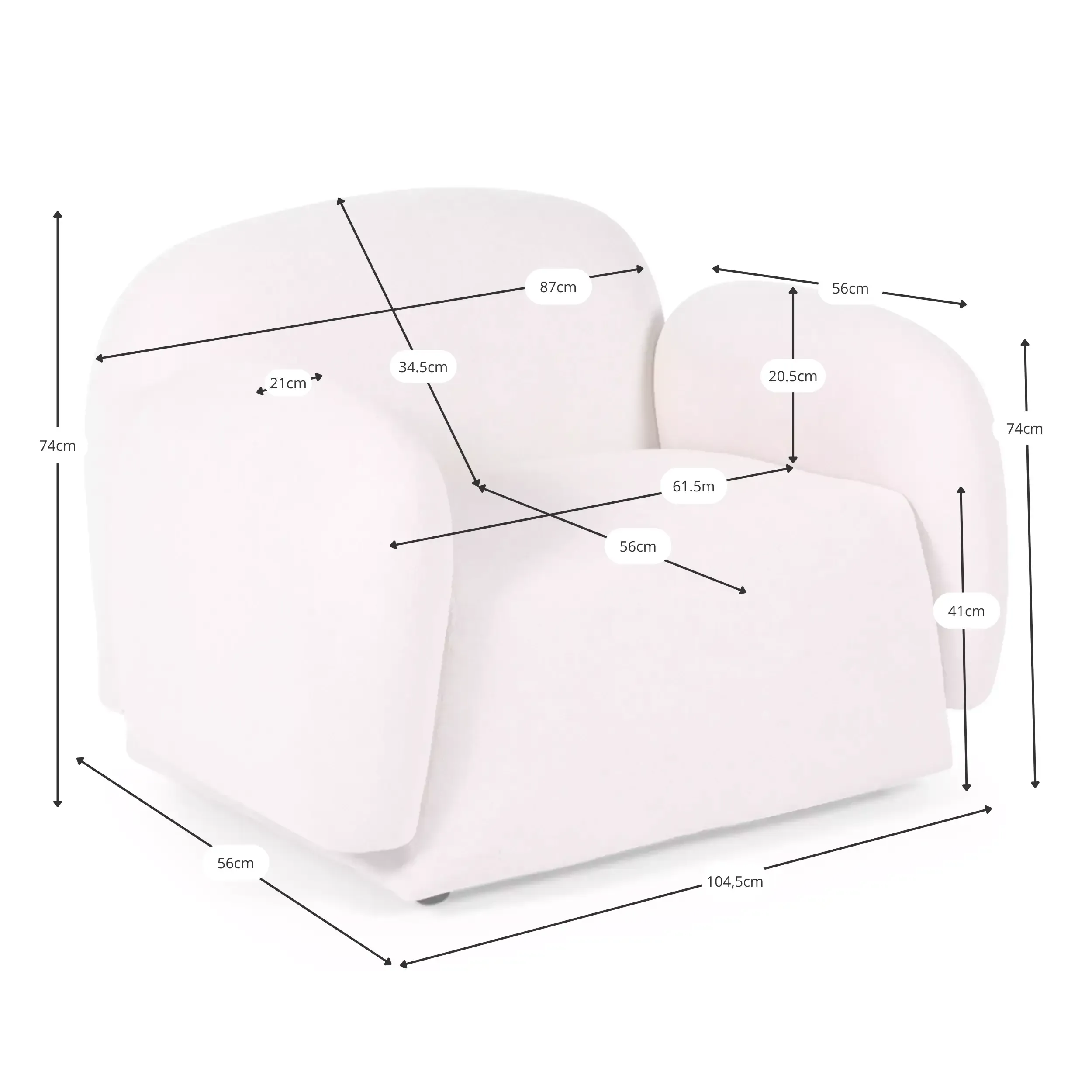Poltrona di design a 1 posto Nest - Design avvolgente - Mobilie Design