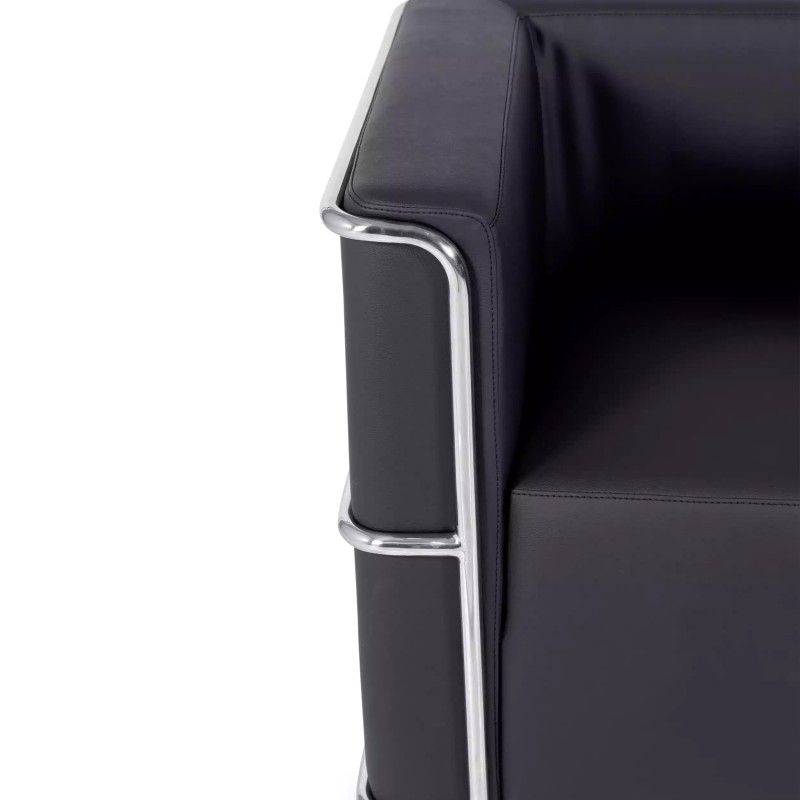 Torino 1-osobowa nowoczesna sofa ze skóry i chromowanej stali - Mobelarium