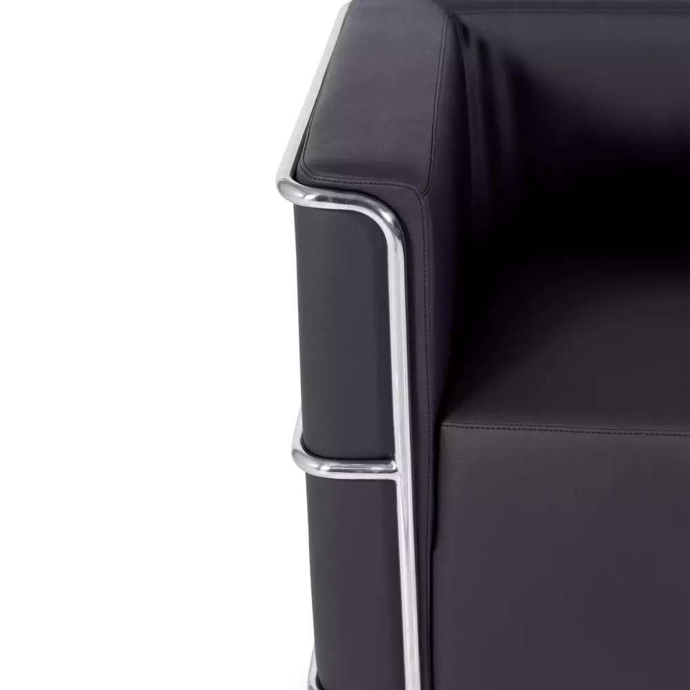 Divano moderno Torino a 1 posto in pelle e acciaio cromato - Mobilie Design