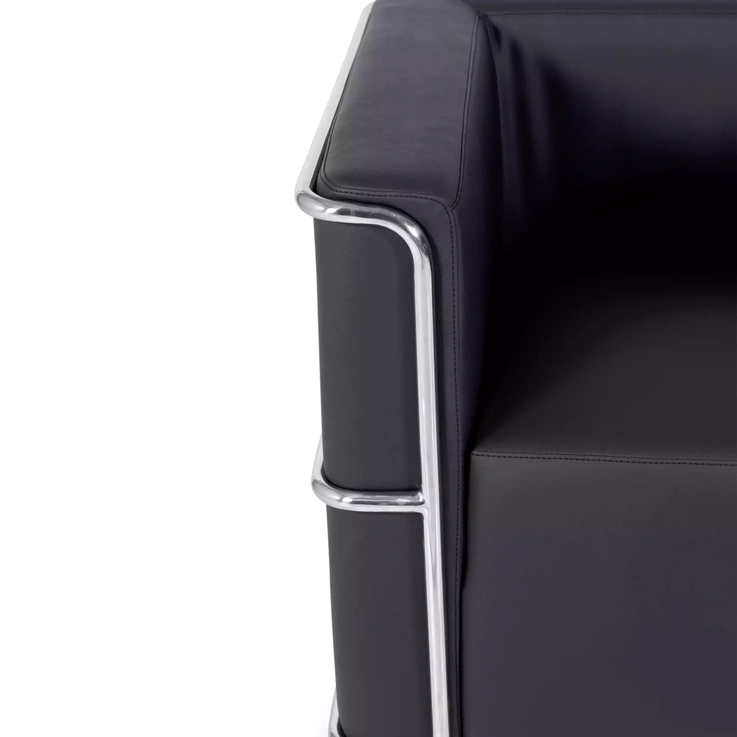 Torino 1 zits moderne sofa in leer en verchroomd staal - Mobelarium