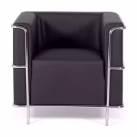 Sofá moderno Torino de 1 lugar em couro e aço cromado - Mueble Design