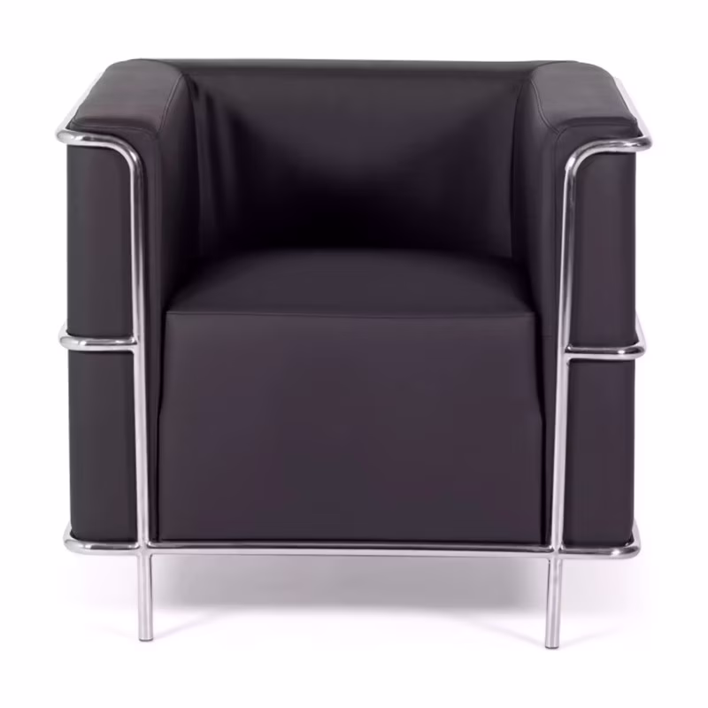 Torino 1-sitsig modern soffa i läder och förkromat stål - Mobelarium
