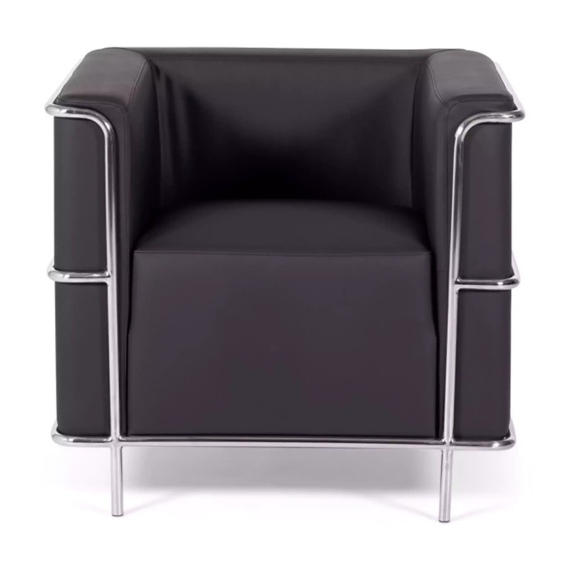 Torino 1 zits moderne sofa in leer en verchroomd staal - Mobelarium