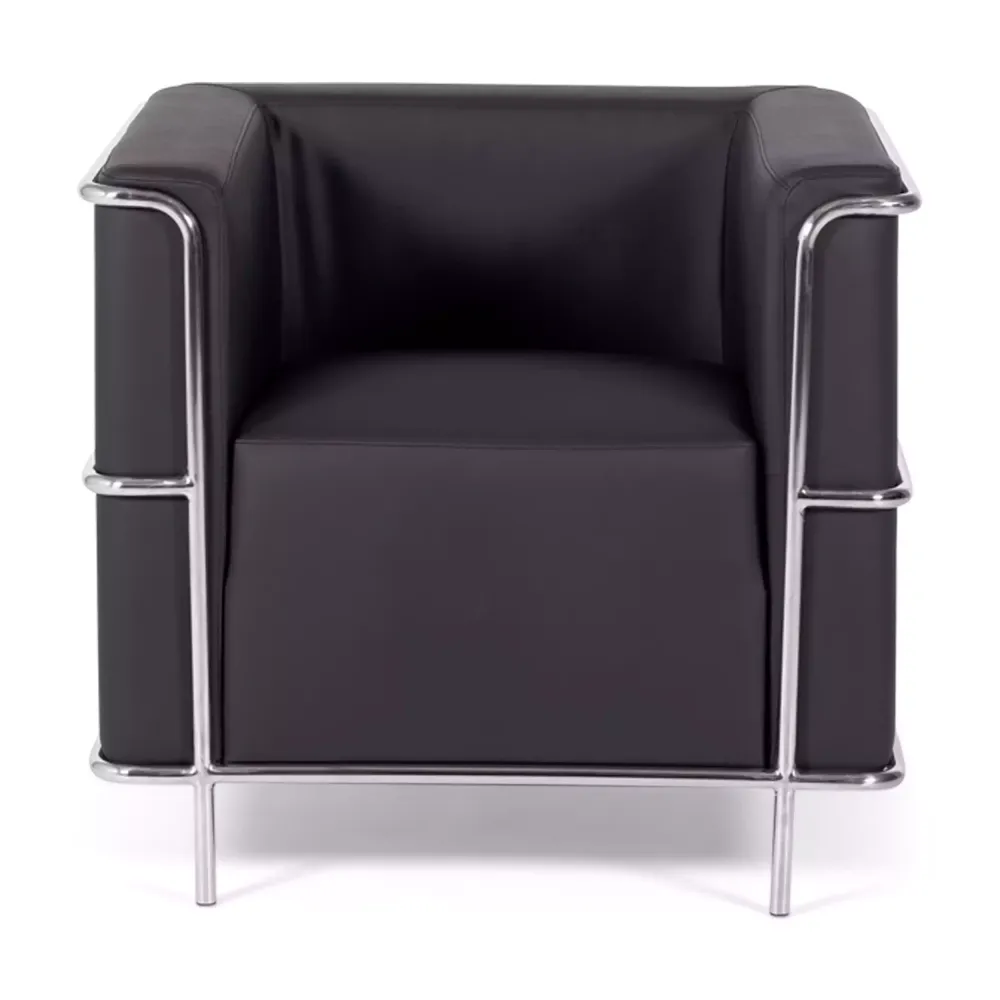 Divano moderno Torino a 1 posto in pelle e acciaio cromato - Mobilie Design