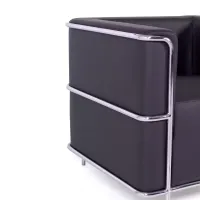 Divano moderno Torino a 1 posto in pelle e acciaio cromato - Mobilie Design