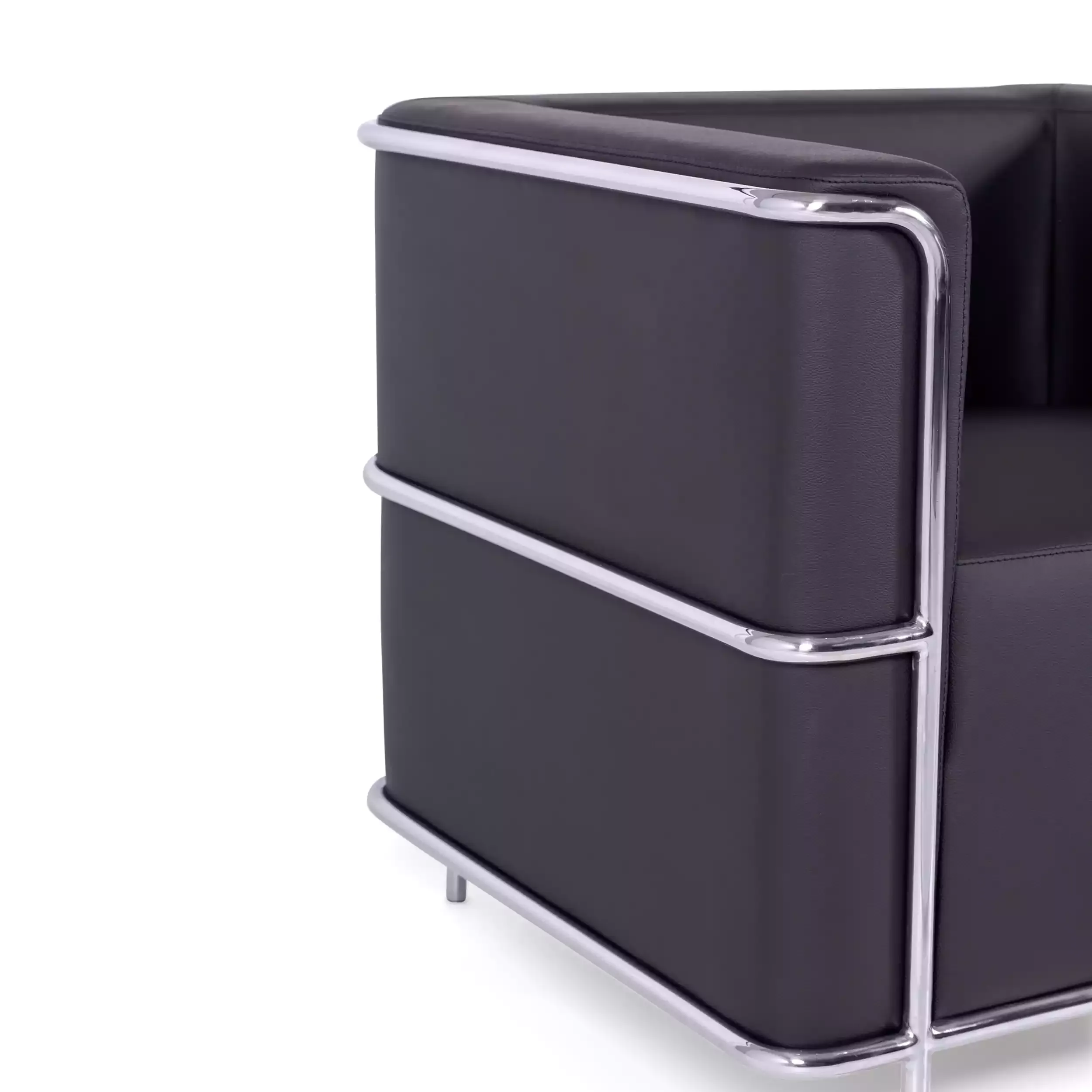 Divano moderno Torino a 1 posto in pelle e acciaio cromato - Mobilie Design