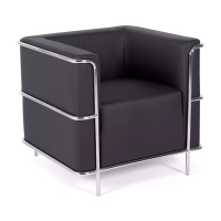 Torino 1-osobowa nowoczesna sofa ze skóry i chromowanej stali - Mobelarium