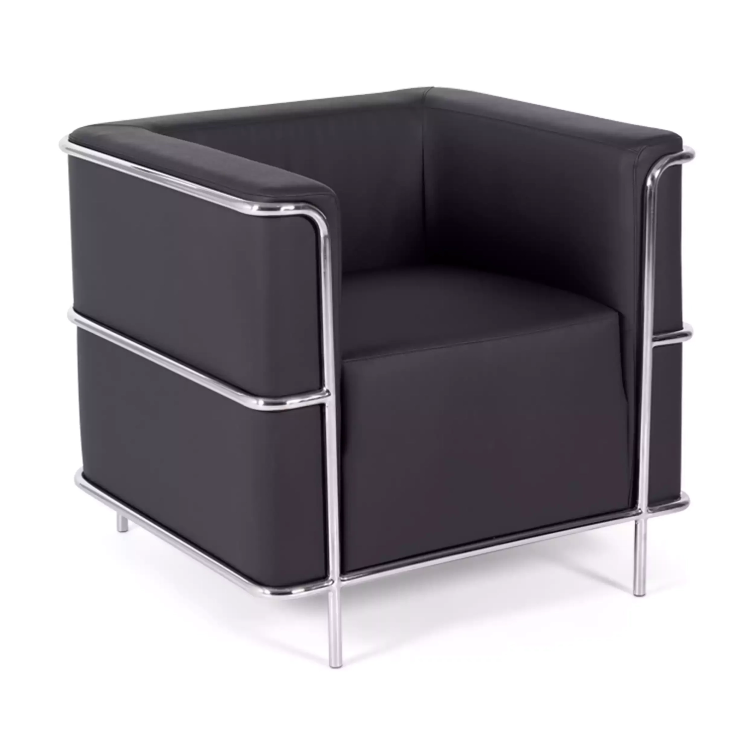 Torino 1-sitsig modern soffa i läder och förkromat stål - Mobelarium