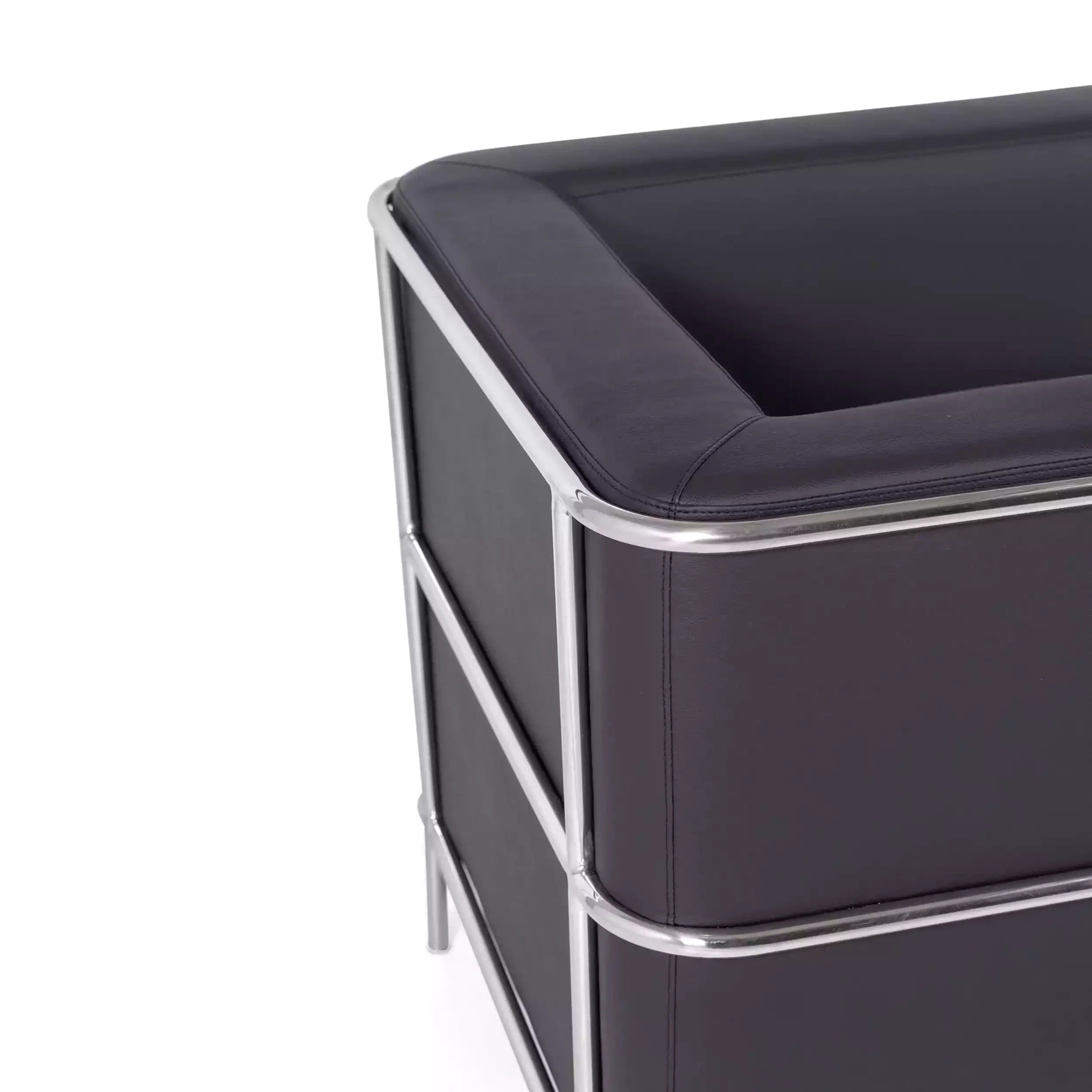 Divano moderno Torino a 1 posto in pelle e acciaio cromato - Mobilie Design