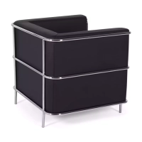 Torino 1 seater modern sofa in leather and chromed steel - Mueble Design