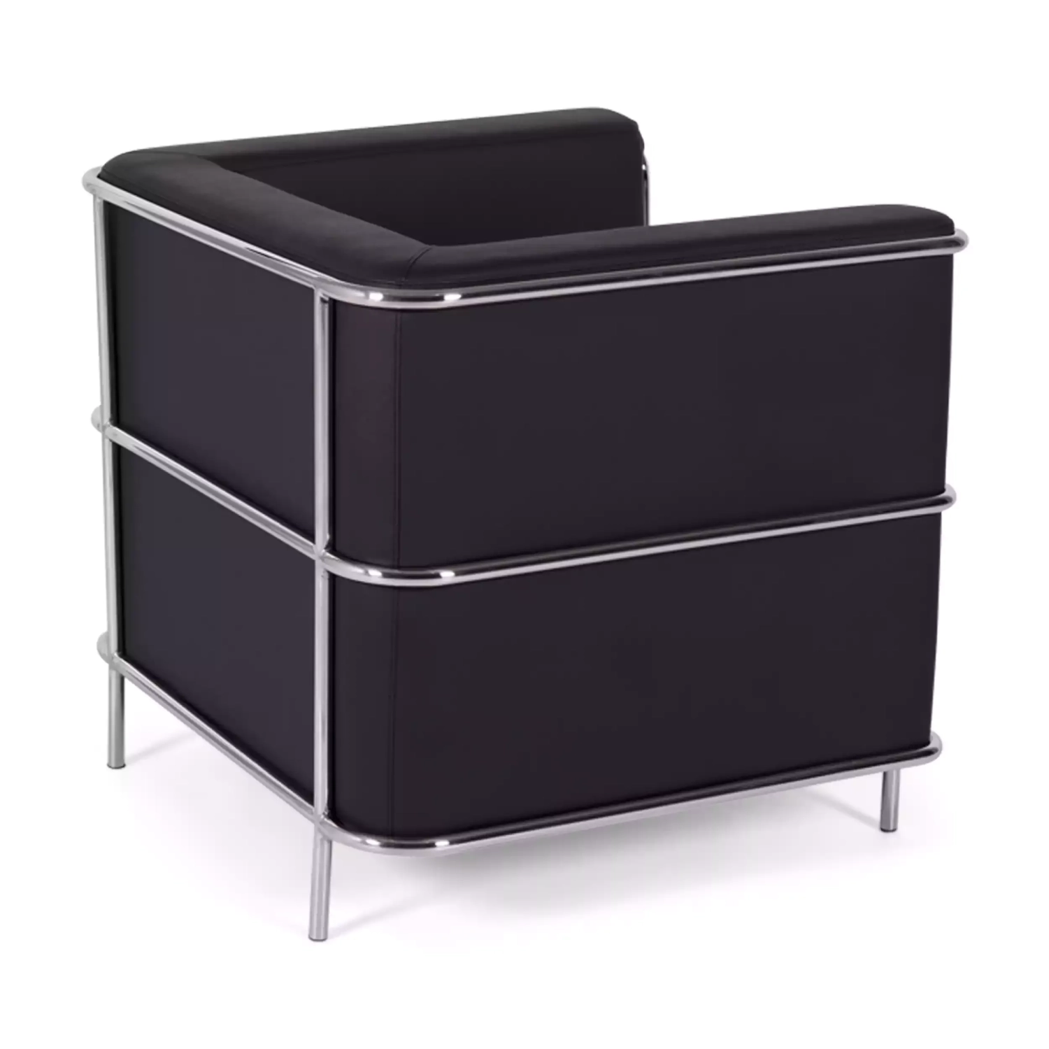 Torino 1 zits moderne sofa in leer en verchroomd staal - Mobelarium
