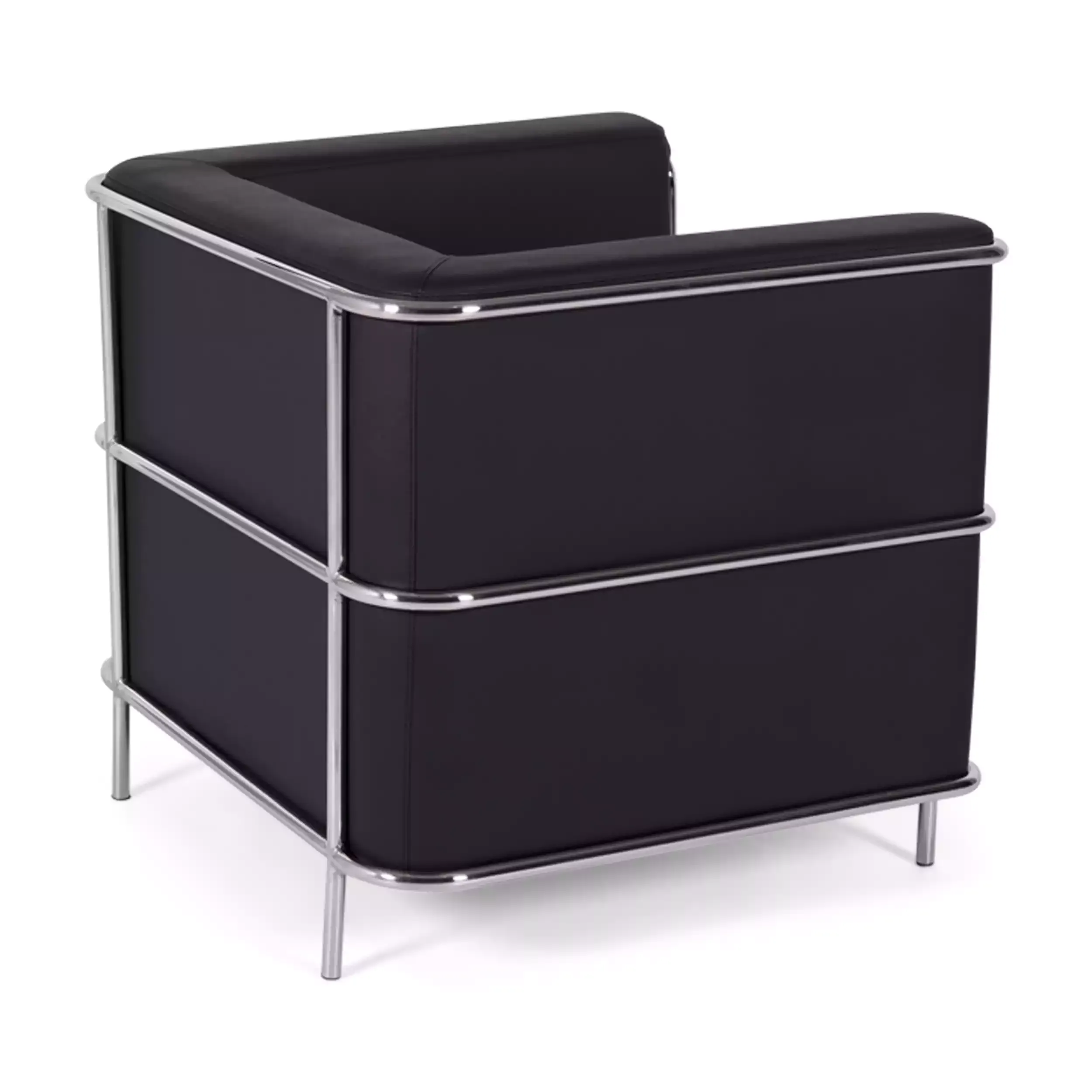 Divano moderno Torino a 1 posto in pelle e acciaio cromato - Mobilie Design