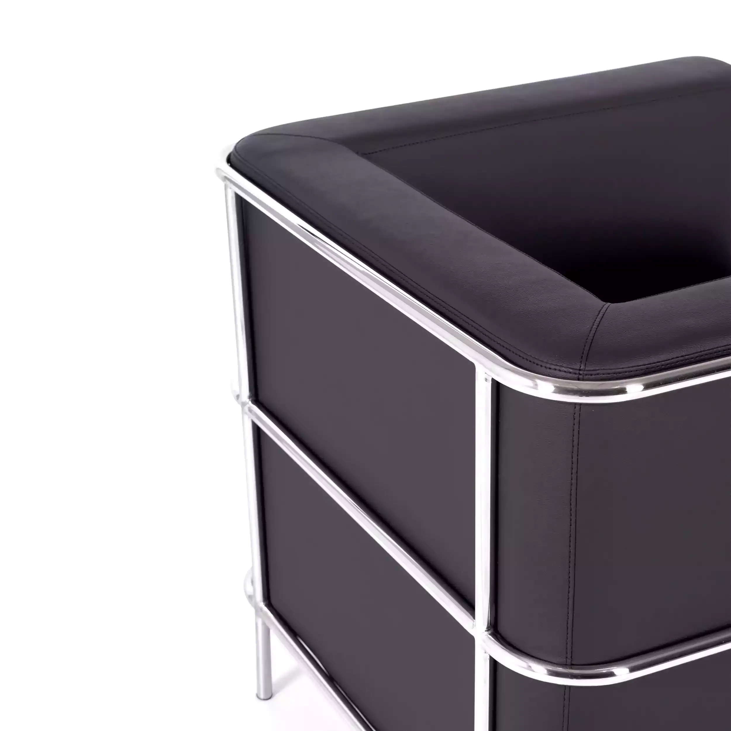 Divano moderno Torino a 1 posto in pelle e acciaio cromato - Mobilie Design