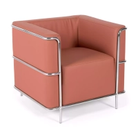 Torino 1 zits moderne sofa in leer en verchroomd staal - Mobelarium
