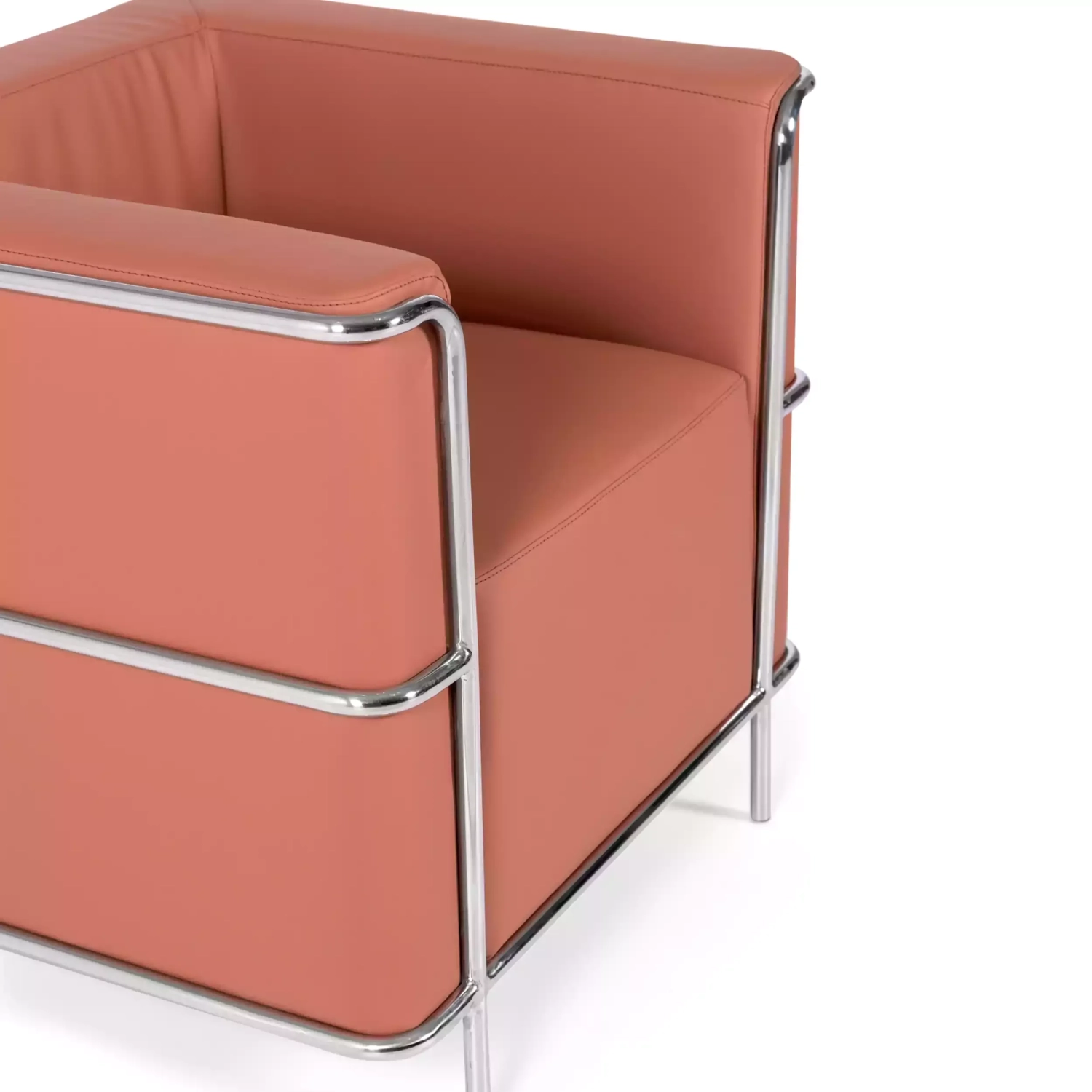 Torino 1 seater modern sofa in leather and chromed steel - Mueble Design