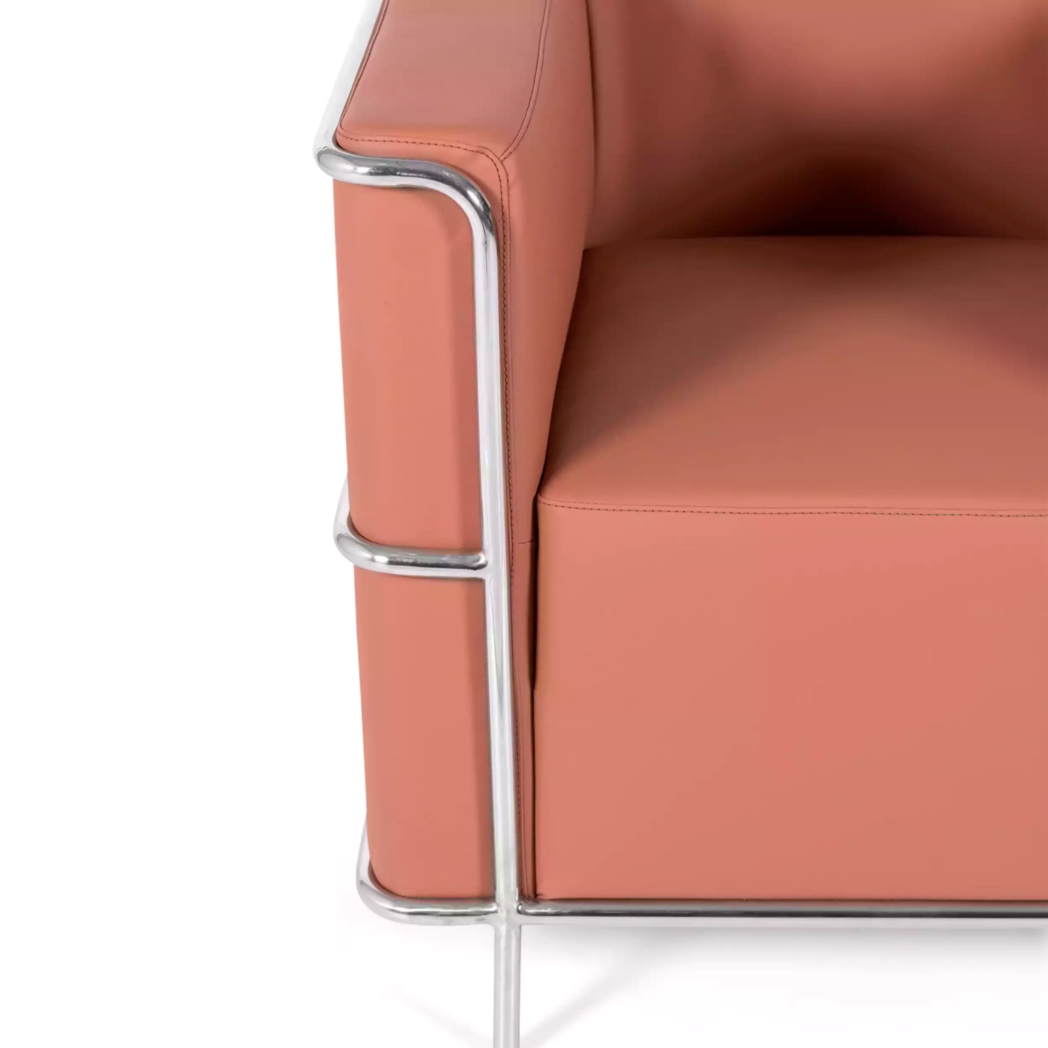 Torino - 1místná moderní pohovka v kůži a chromované oceli - Mobelarium