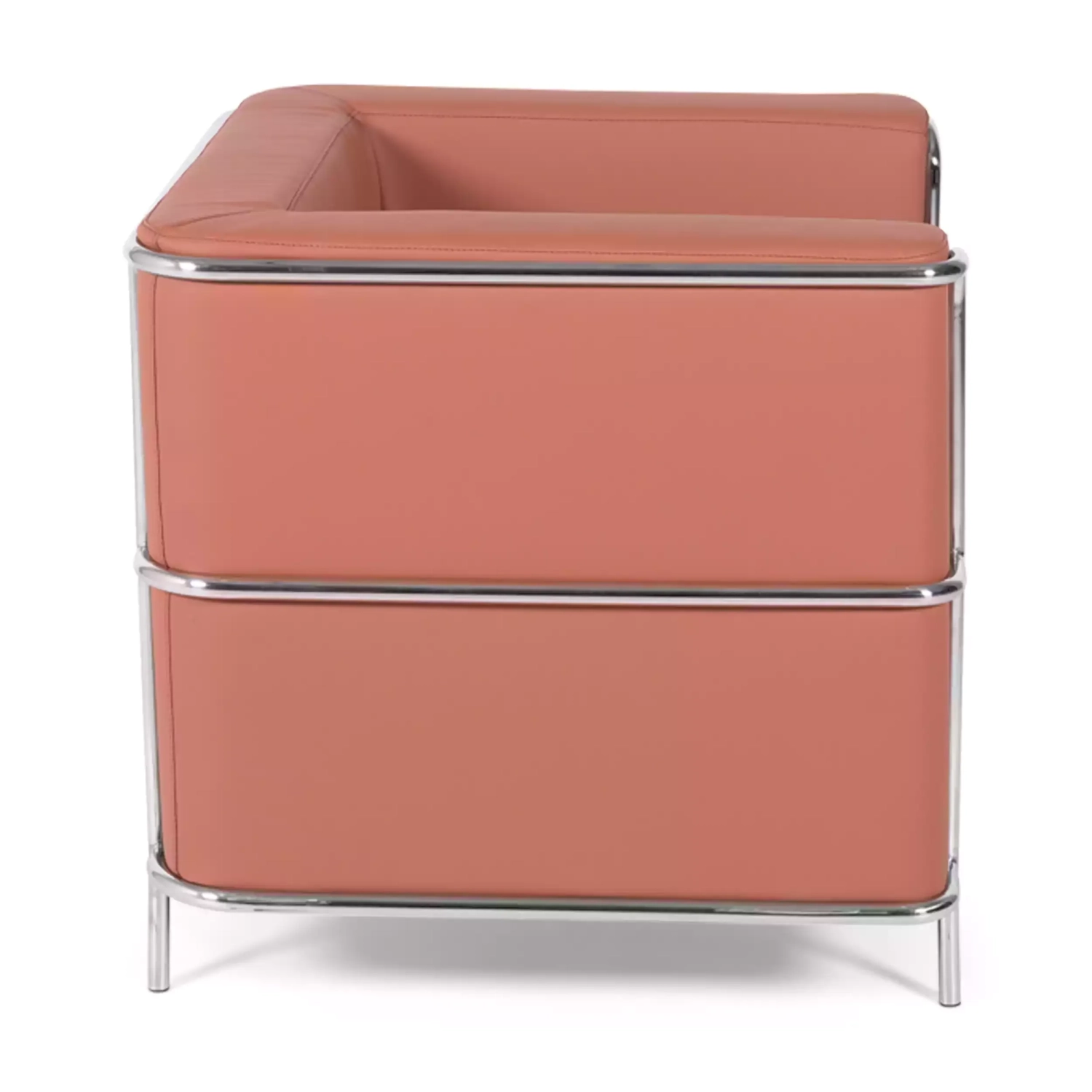 Torino 1 seater modern sofa in leather and chromed steel - Mueble Design