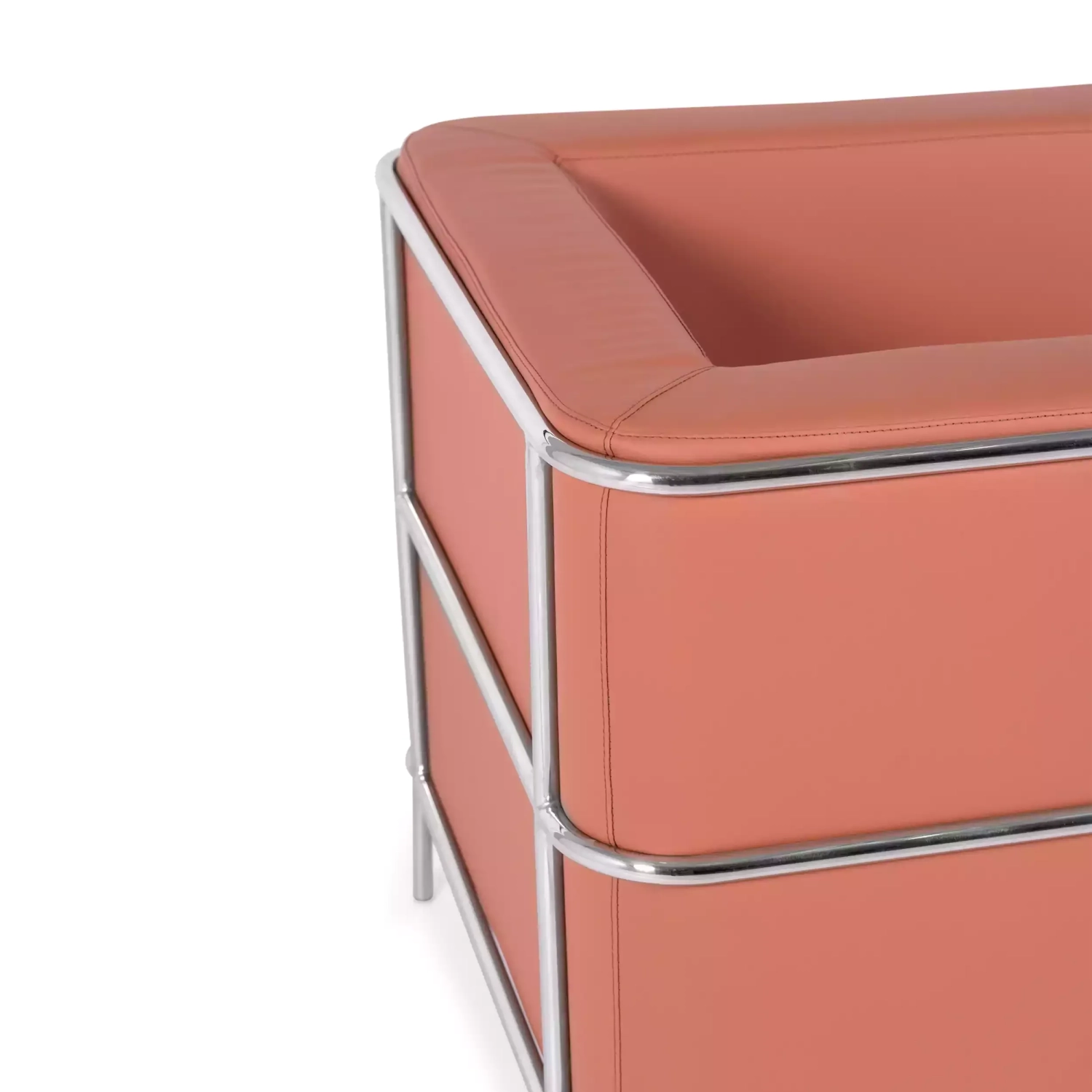 Torino 1 seater modern sofa in leather and chromed steel - Mueble Design