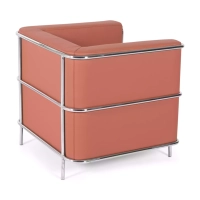 Torino 1-sitziges modernes Sofa aus Leder und verchromtem Stahl - Mobelarium