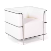 Sofá moderno Torino de 1 lugar em couro e aço cromado - Mueble Design