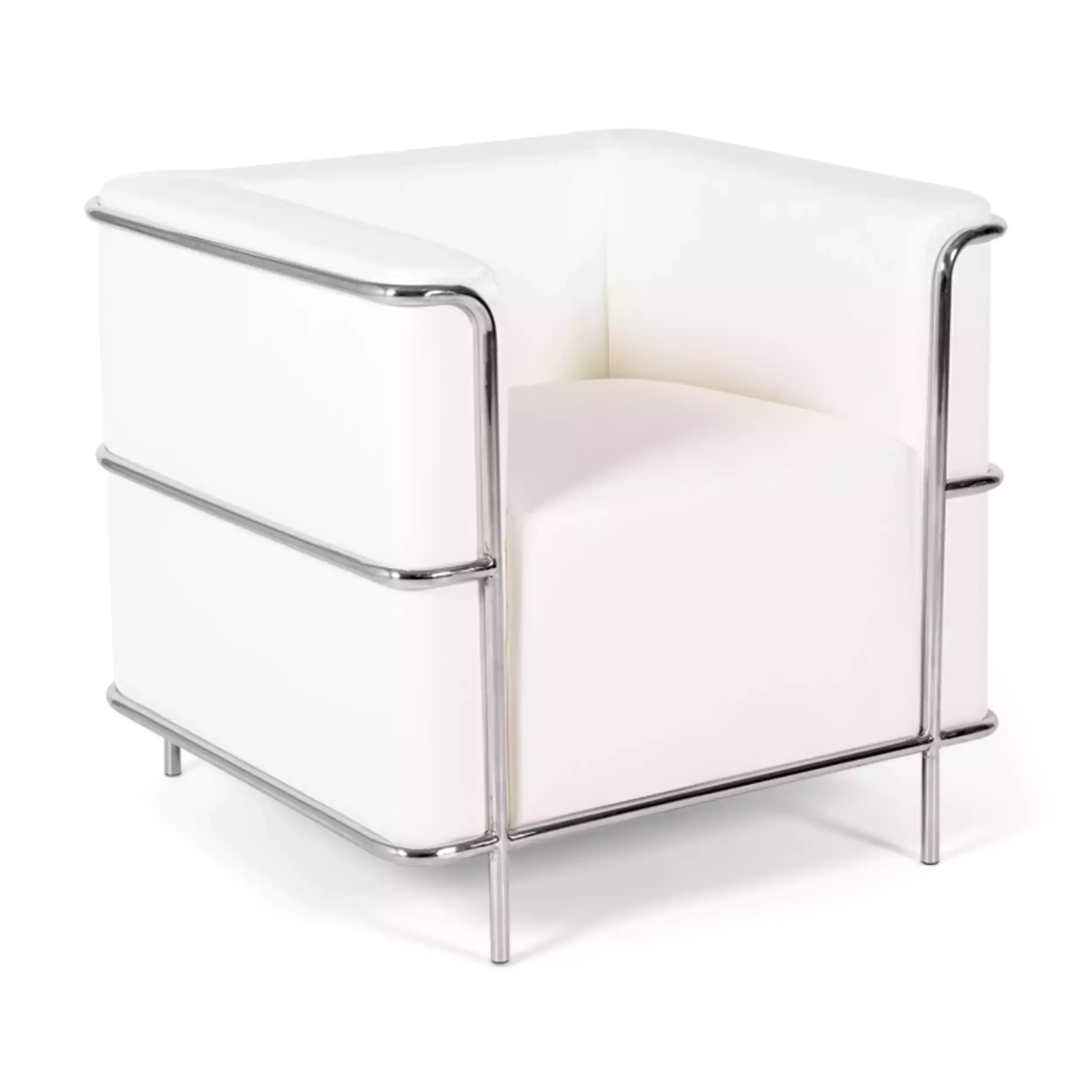 Torino 1 seater modern sofa in leather and chromed steel - Mueble Design
