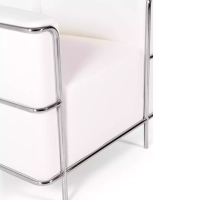 Sofá moderno Torino de 1 lugar em couro e aço cromado - Mueble Design