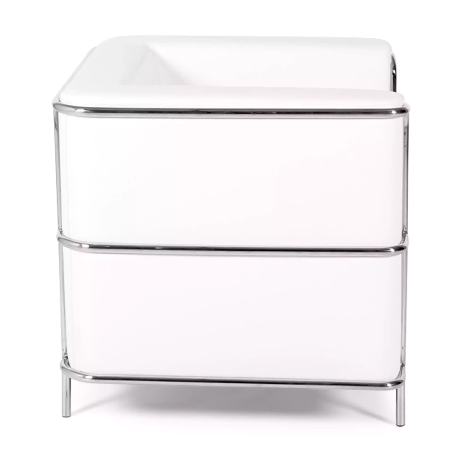 Sofá moderno Torino de 1 lugar em couro e aço cromado - Mueble Design
