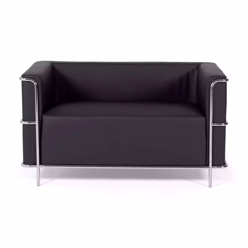Torino 2-sitssoffa i ekoläder och förkromat stål 🛋️ - Mobelarium