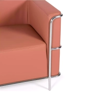 Torino 2-zitsbank van ecoleder en verchroomd staal 🛋️ - Mobelarium