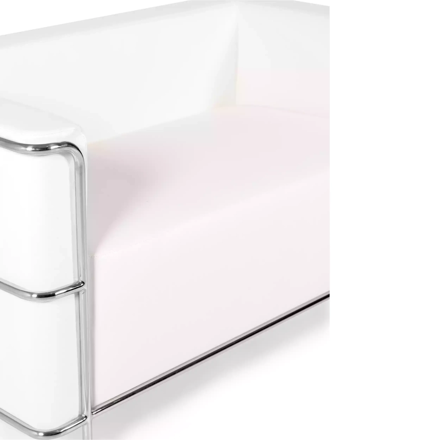 Sofá Torino de 2 lugares em couro ecológico e aço cromado 🛋️ - Mueble Design