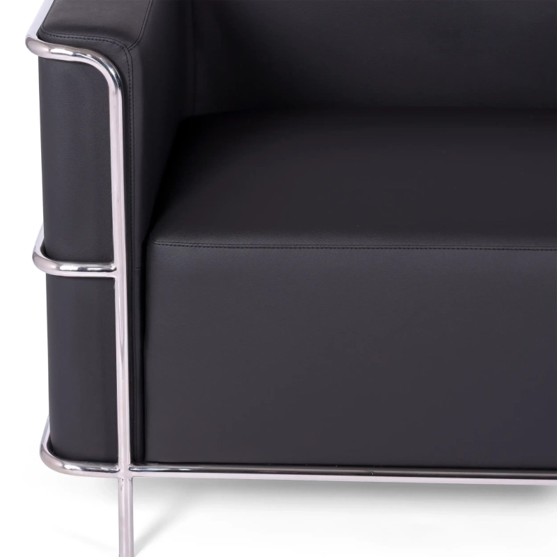 Sofá Torino de 3 lugares em couro ecológico e aço cromado - Mueble Design